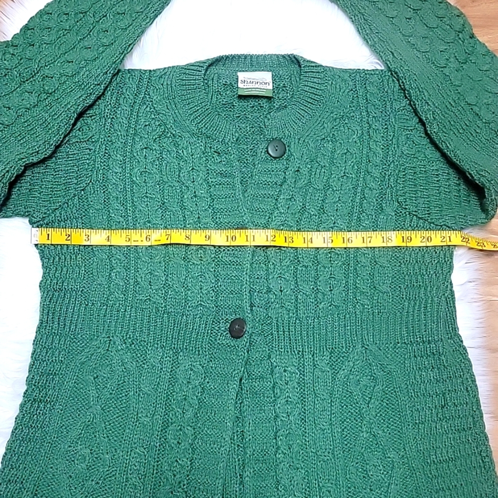 Shannon Woolen Mills | Cable Knit Fisherman 100% Merino Wool Sweater Cardigan - Picture 13 of 13